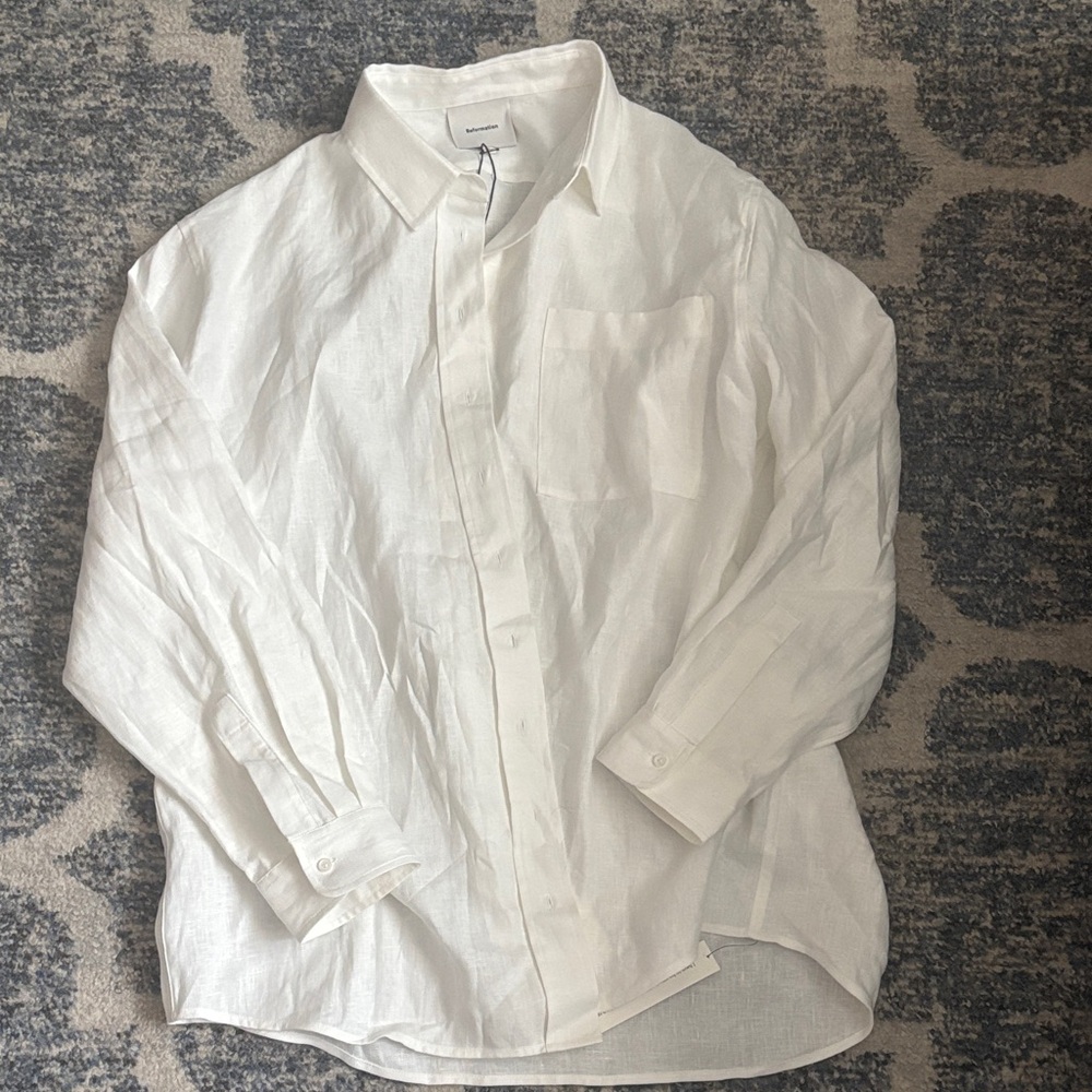 Reformation White Casual Button Down Shirt